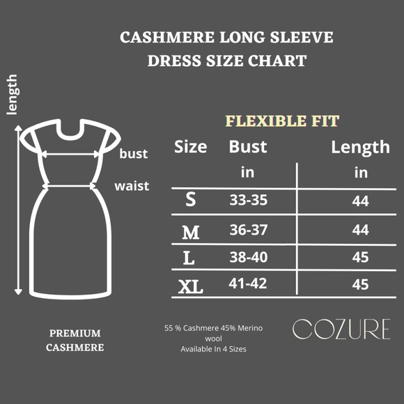 Sz Large Black Cashmere Sweater Dress, Knit Midi Length Long Sleeve Dress NWT - Picture 13 of 14